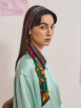 Frida x Lost Pattern Frida's Garden Floral Stripes Skinny Scarf Head Neck Purse